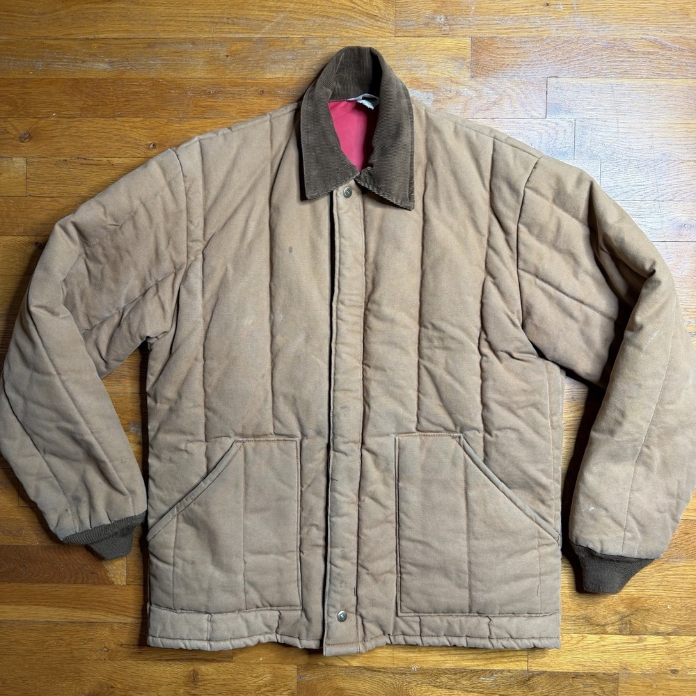 VTG Key Imperial Large Long Jacket Brown Insulated Work Zip Chore Ranch USA